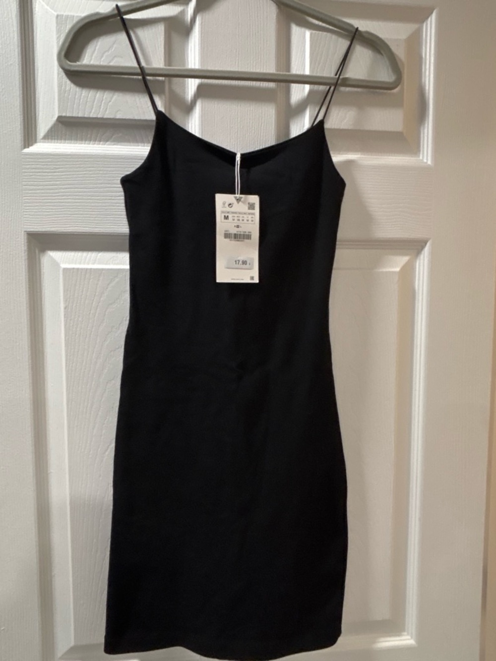 Zara Black Mini Slip Dress with Spaghetti Straps